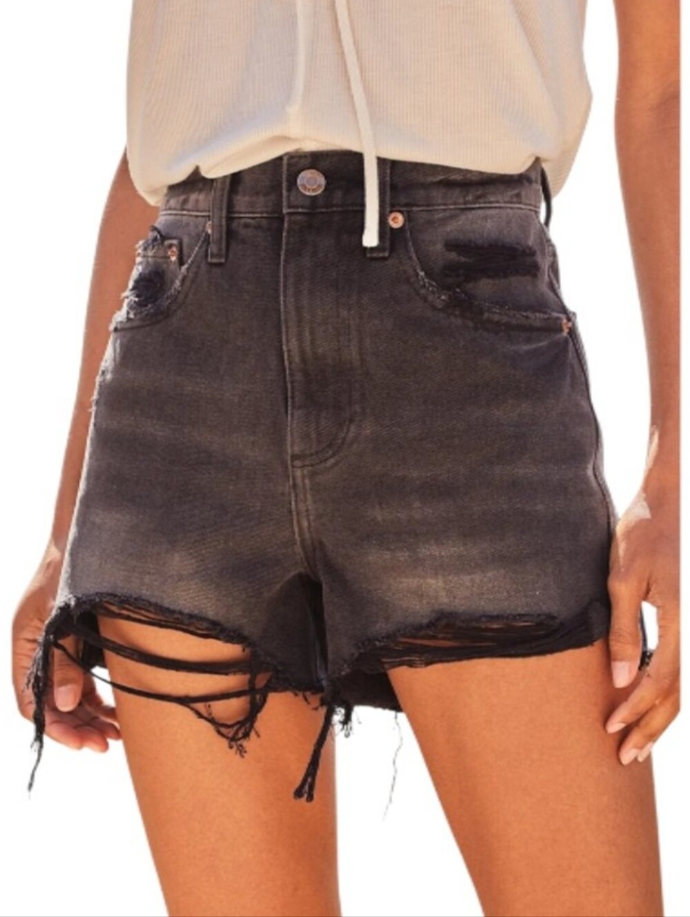Pistola Meave Super High-Rise Black Distressed Cutoff Shorts-NWOT